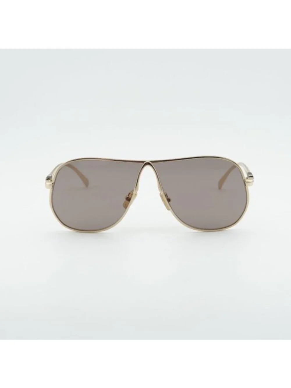 Miu Miu MUA56S 5AK20I Sunglasses Gold Geometric Frame, Purple Brown Lenses
